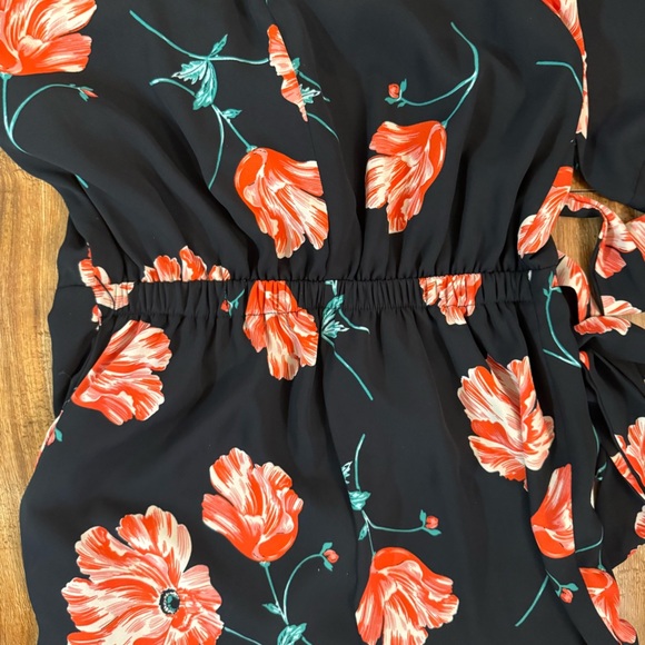 JACK Women’s Floral Black Pink Jumpsuit Jumper Wide Leg Short Sleeve Size Small - Picture 10 of 11